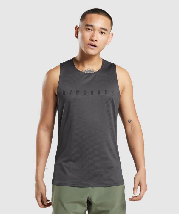 Panske Tielko Gymshark Sport Stripe Čierne Siva | AK8720614